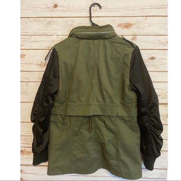 Express Utility Jacket Satin Sleeves Army Green - Picture 5 of 5